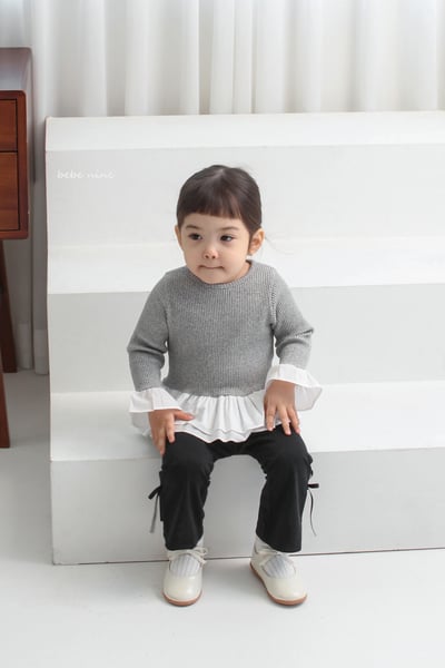 bebe nine32  (65-115) 2色蝴蝶緞帶小喇叭褲11