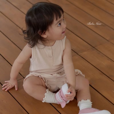 bebe nine21  (6m-24m) 3色荷葉束腰花套裝10