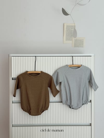 Cieldemaman04｜(6M~15M)  4色條紋長袖包屁衣服6