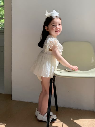 JE59｜(66-90cm) 蕾絲綁帶洋裝包屁衣11