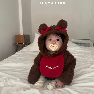 JEAYA06｜(3m-12m) 2色羊羔毛蝴蝶可愛包屁衣15