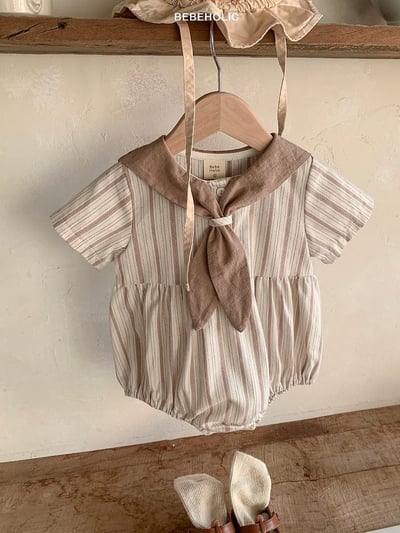Bebe holic19｜(3m-18m) 水手條紋連身服9