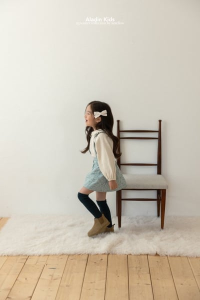 ALADIN18｜(75cm-114cm) 絎縫格紋藍吊帶裙22