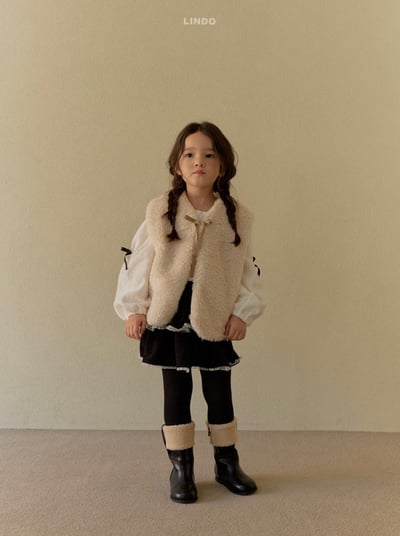 Lindo75｜(80cm-125cm) 緞帶刷毛背心10