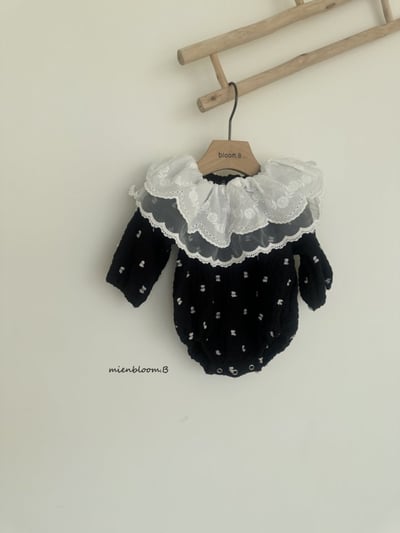 Bloom.b53｜(0m-18m) 蕾絲領印花抓皺包屁衣6