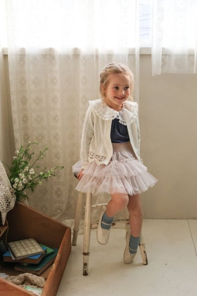 FLO54｜(75-140) 2色針織蕾絲滾邊開襟外套20