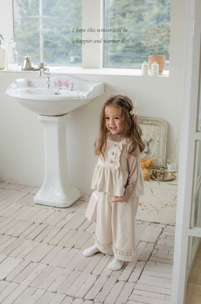 M-KIDS35｜(65-115cm) 2色磨毛荷葉微寬褲9