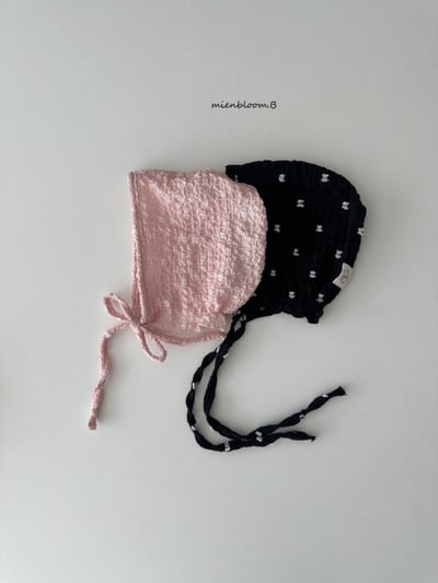 Bloom.b52｜(0m-18m) 印花抓皺綁帶帽3