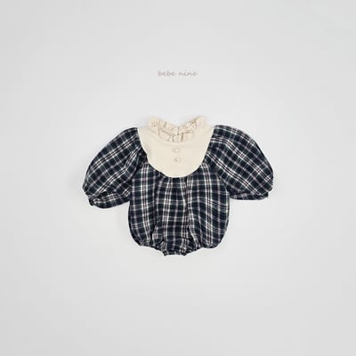 bebe nine12 (55cm-75cm) 2色荷葉立領格紋包屁衣18