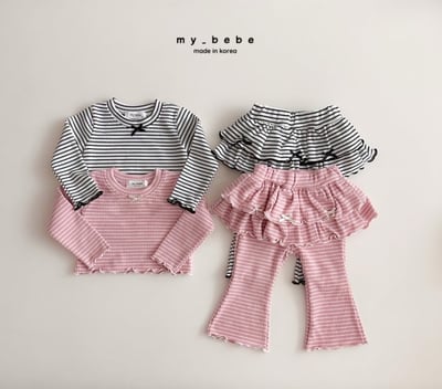 my_bebe02｜(-12m-7y) 條紋蝴蝶結捲邊上衣17