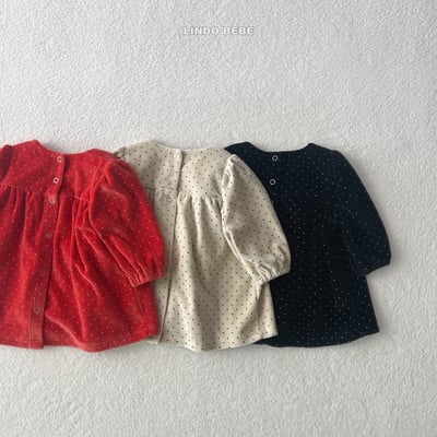 Lindo26｜(3m-18m) 波點絲絨洋裝5