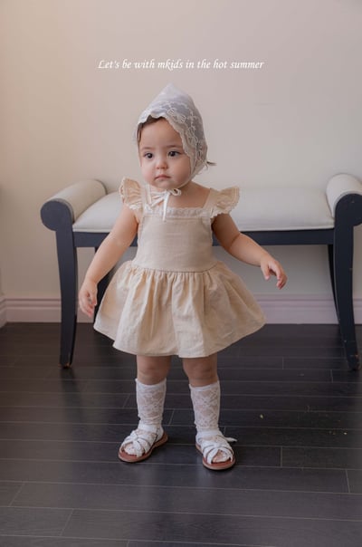 M-KIDS36｜(65-80cm) 綁帶摺邊包屁衣9