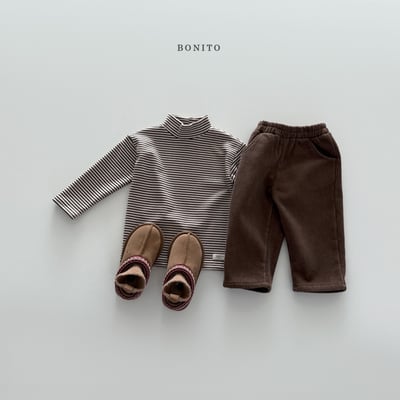 Bonito50｜(75cm-125cm) 條紋中高領上衣10