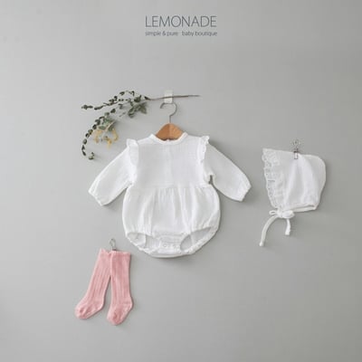 LEMONADE53｜(55cm-85cm) 2色飛袖蕾絲包屁衣含帽子13