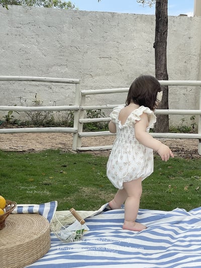 JE20｜(66-120cm) 無袖抓皺碎花包屁衣/洋裝2