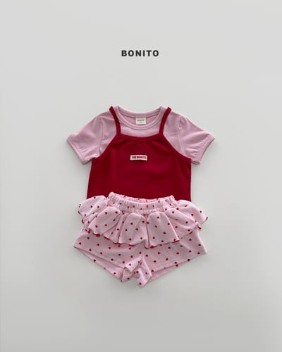 Bonito35｜(75cm-125cm) 3色小愛心荷葉邊短褲2