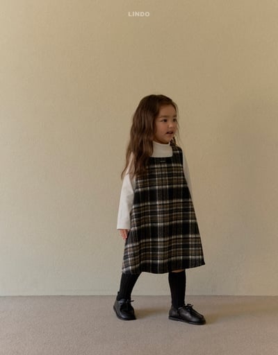 Lindo66｜(80cm-125cm) 背心格紋洋裝13