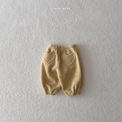 Lindo13｜(3m-18m) 愛心口袋抓絨縮口褲3
