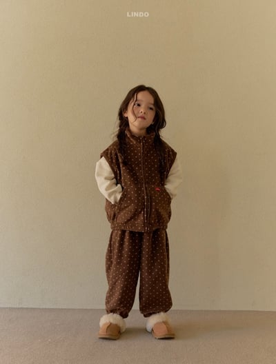 Lindo63｜(80cm-125cm) 波點磨毛休閒縮口褲10