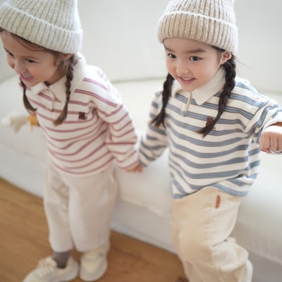 neneru24｜(70cm-125cm) 2色小熊條紋有領上衣3