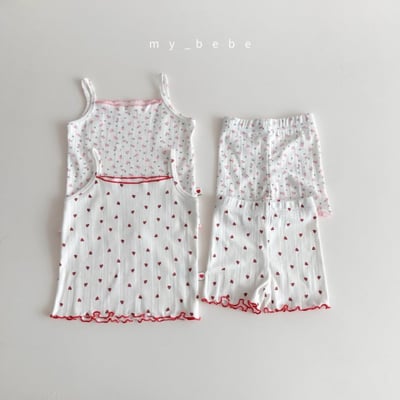 my_bebe24｜(80-120cm) 捲邊細肩家居服組4