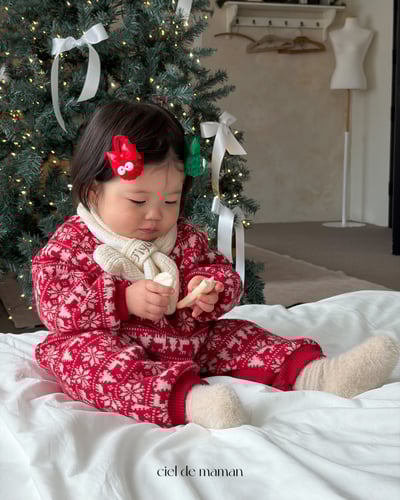 Cieldemaman07｜(3M~15M)  3色雪花麋鹿針織包屁衣含帽子21