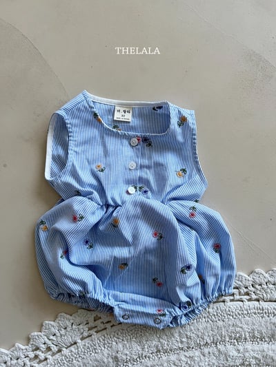 thelala46｜ (0m-18m) 花卉細條紋包屁衣2