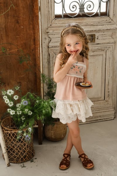 FLO06｜(75-140) 蕾絲細肩花朵衣17