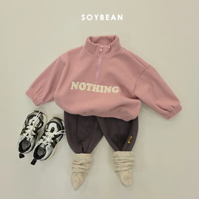 Soybean03｜(75cm-118cm) 英字拉鍊半開襟內刷毛上衣10