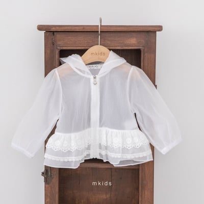 M-KIDS13｜(65-115cm) 荷葉滾邊連帽拉線外套4