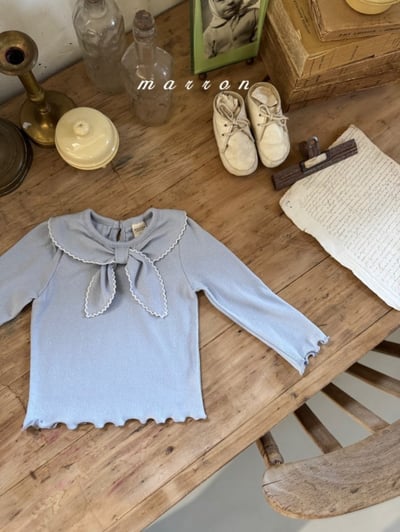 Marron49｜(1y-6y) 領結木耳邊上衣10