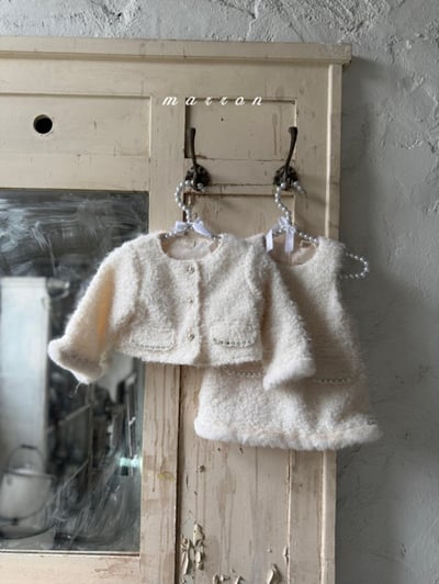 Marron 24｜(1y-6y) 羽毛珍珠開襟外套2