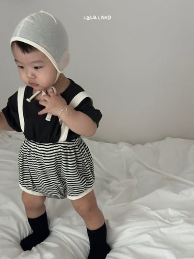 lala land03｜(3m-18m) 2色可拆式吊帶條紋燈籠褲1