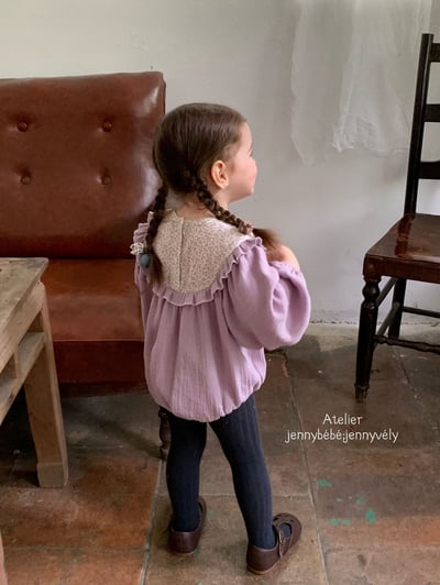 JE571｜(66-90cm) 暮丁香拼接荷葉邊包屁衣11