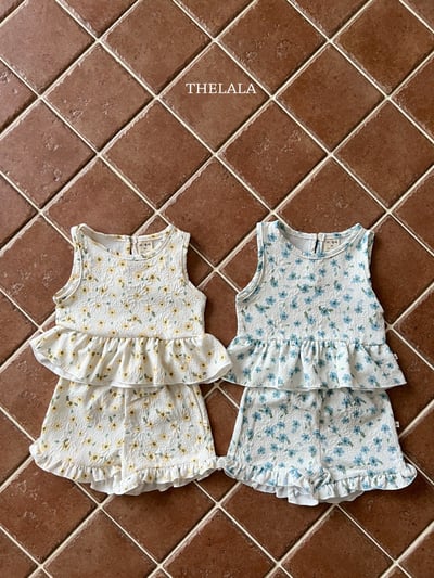 thelala33｜ (70-115) 抓皺碎花荷葉套裝1