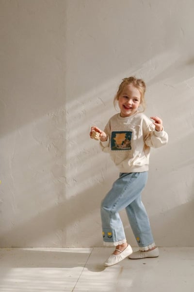 FLO47｜(75-140) 2色鬱金香蕾絲邊牛仔褲13