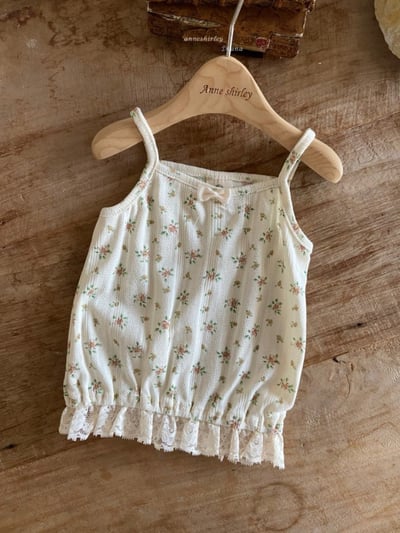 Anne Shirley23｜(3m-24m) 2色細肩碎花/波點蕾絲背心2