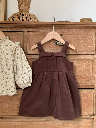 JE589｜(73cm-120cm) 燈芯絨背心洋裝/碎花荷葉上衣11