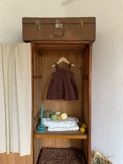 JE589｜(73cm-120cm) 燈芯絨背心洋裝/碎花荷葉上衣5