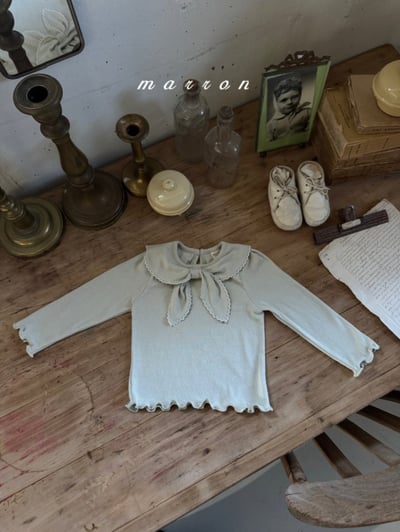 Marron49｜(1y-6y) 領結木耳邊上衣6