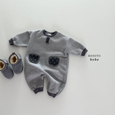 Bonito57｜(3m-18cm) 撞色口袋連身衣5