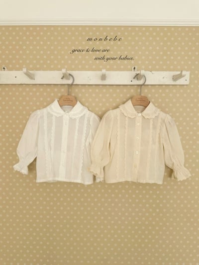 MONBEBE37｜(1y-8y-mom) 蕾絲荷葉襯衫2