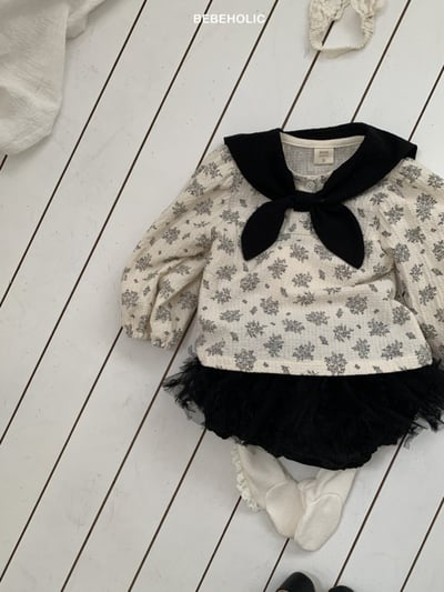 Bebe holic41｜(3m-18m) 領結碎花娃娃袖襯衫17