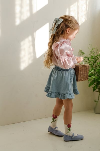 FLO20｜(75-140) 2色荷葉滾邊飛袖襯衫6