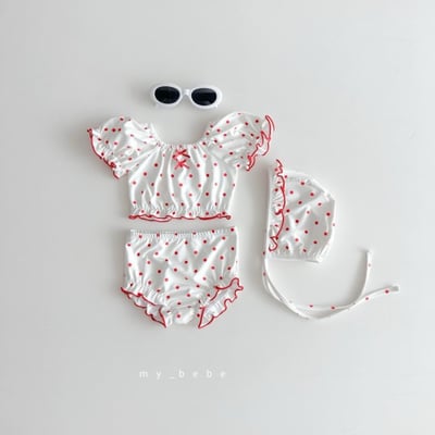 my_bebe04｜(75-105cm) 抓皺比基尼泳衣含泳帽4