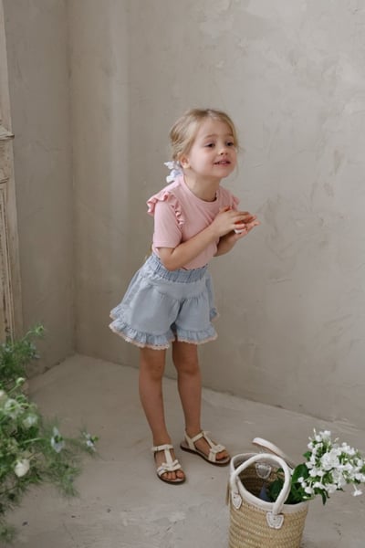 FLO13｜(75-140) 荷葉蕾絲牛仔褲11