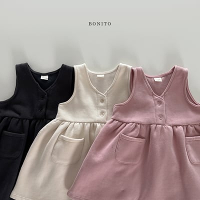 Bonito19｜(75cm-125cm) 簡約內刷毛背心洋裝2