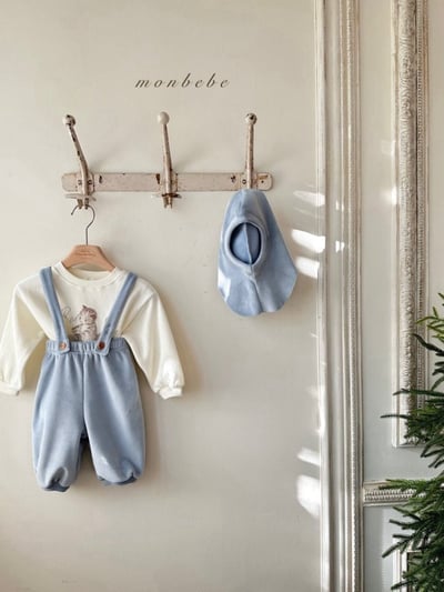 MONBEBE35｜(3m-24m) 簡約絲絨吊帶褲8