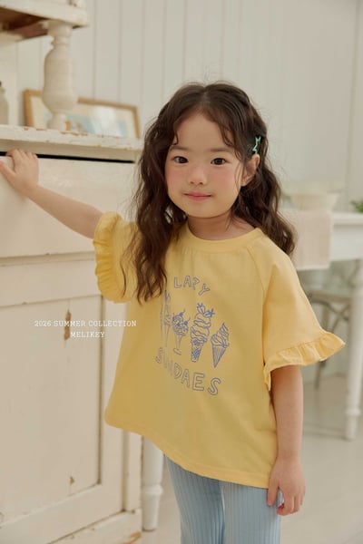 Melikey04｜(75-125cm) 冰淇淋印花荷葉袖上衣22