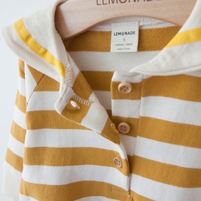 LEMONADE29｜(55cm-85cm) 2色粗條紋包屁衣含帽子16